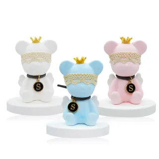 【O Pretty 歐沛媞】車用香氛擴香石擺飾-翅膀小熊(6.5X6.5X8cm-多色可選[藍色/粉色/白色])