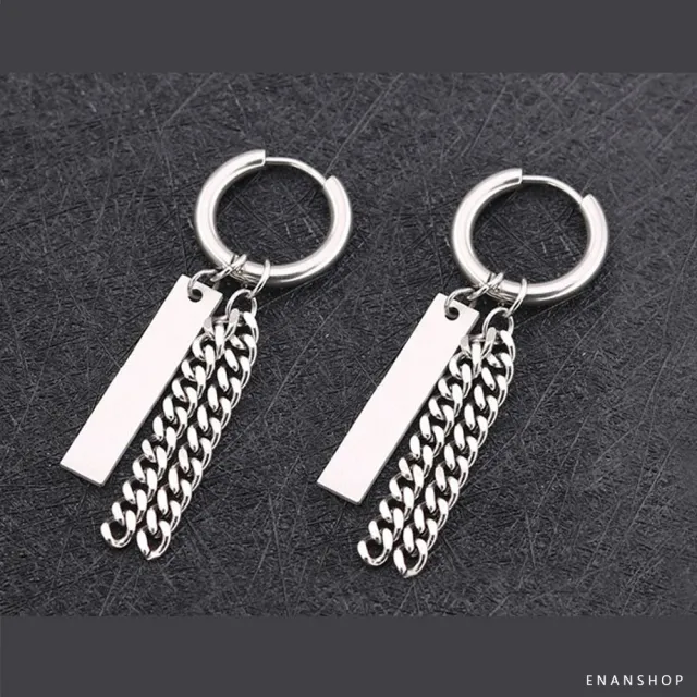 【ENANSHOP 惡南宅急店】鈦鋼龐克耳環2入組 耳針 耳夾 無耳洞可 多款任選 耳環-0501D