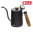 【MILA】木柄鶴嘴不鏽鋼手沖壺、細口壺-600ml+溫度計(贈專用隔熱墊)