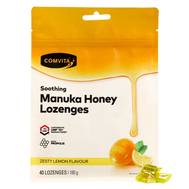 【Comvita 康維他】蜂膠麥蘆卡蜂蜜潤喉糖檸檬2包組(500g/包)