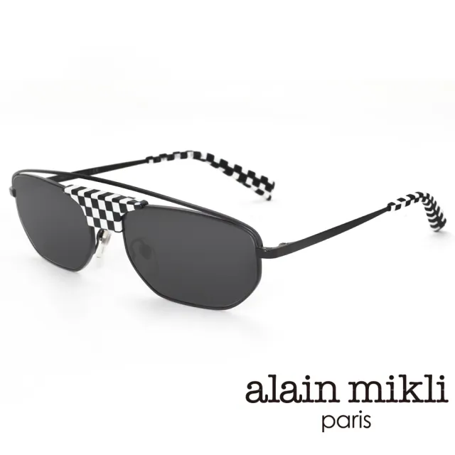 【Alain Mikli】法式鬼才設計師 前衛歐美時尚款 太陽眼鏡(黑白格紋 A04014-005)