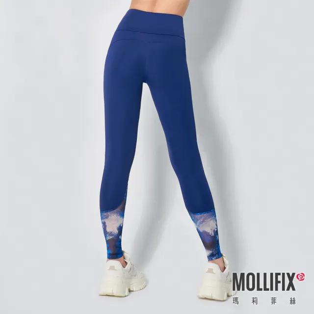 【Mollifix 瑪莉菲絲】水陸兩用速乾防曬動塑褲、瑜珈褲、瑜珈服、Legging(深海藍)