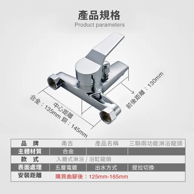 冷熱水龍頭(淋浴龍頭浴缸龍頭浴室暗裝三聯 淋浴開關 衛浴龍頭 混水閥)