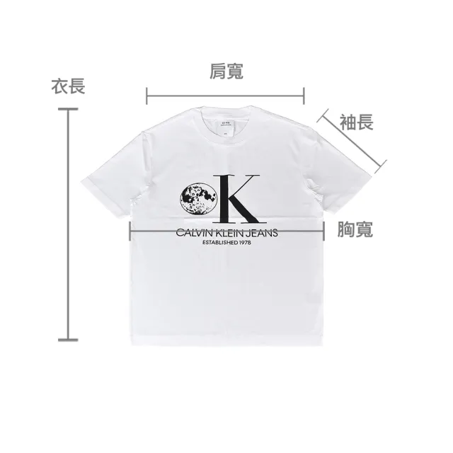 【Calvin Klein 凱文克萊】CK Calvin Klein黑字飾月球印花LOGO短T(XS/S/白)