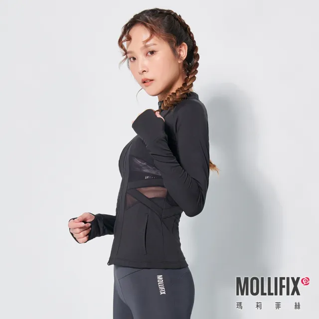 【Mollifix 瑪莉菲絲】水陸兩用速乾防曬防磨外套、浮淺、衝浪、防曬衣、外套、快乾、游泳(黑)