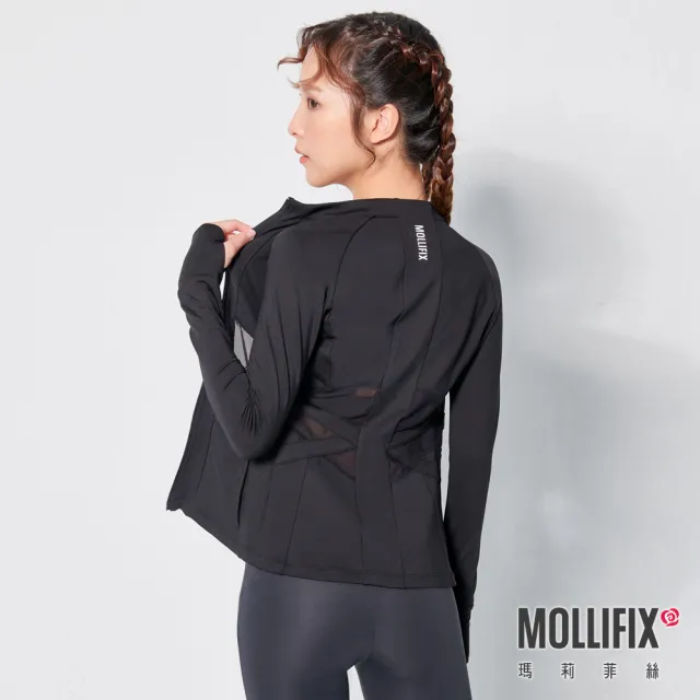【Mollifix 瑪莉菲絲】水陸兩用速乾防曬防磨外套、浮淺、衝浪、防曬衣、外套、快乾、游泳(黑)