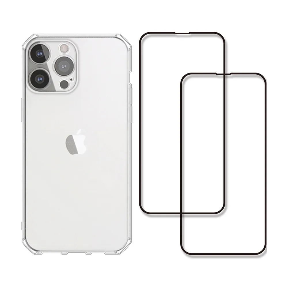 【RedMoon】APPLE iPhone13 Pro Max 6.7吋 手機殼貼3件組 鏡頭全包式魔方殼+9H玻璃保貼2入(i13ProMax)