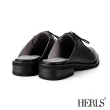 【HERLS】穆勒鞋-全真皮綁帶尖頭德比牛津穆勒鞋(黑色)