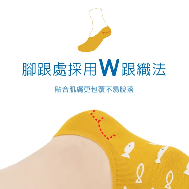 【VOLA 維菈】W冰沁超彈-可愛小魚 涼感透氣隱形船襪(MIT台灣製  涼感紗添加 快速排汗 W跟織法設計)