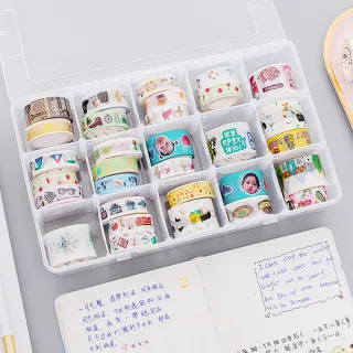 【德德小品集】加大可拆式 半透明紙膠帶盒 收納盒 化妝盒(小物收納 可以自由分隔)
