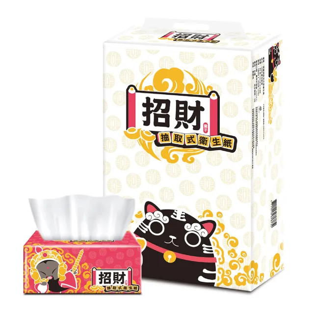 【JingFeng 淨風】招財抽取式衛生紙(90抽6包10袋-北港武財神.黑虎爺限定款)