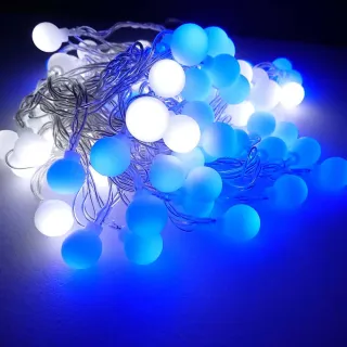 【摩達客】浪漫療癒100燈LED小圓球珍珠燈串(藍白光透明線/USB接頭_贈豆腐頭插頭_聖誕燈)