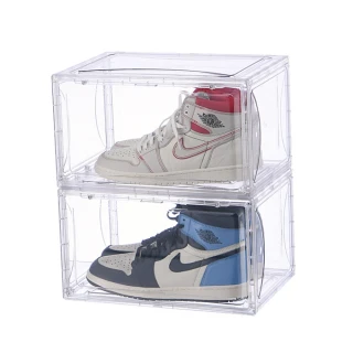 【E-life】全透明磁吸側開鞋盒-一般款3入組(矮款鞋盒/透明鞋盒/鞋架/鞋櫃/側開式)