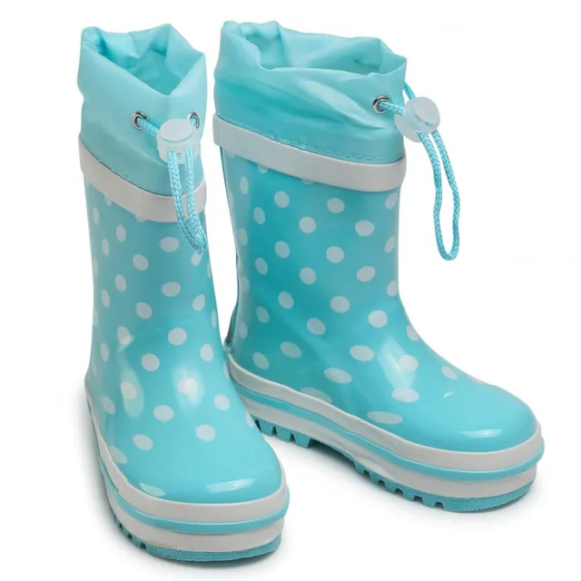 【Playshoes】天然橡膠中筒束口式兒童雨鞋-波點(男女童雨靴)