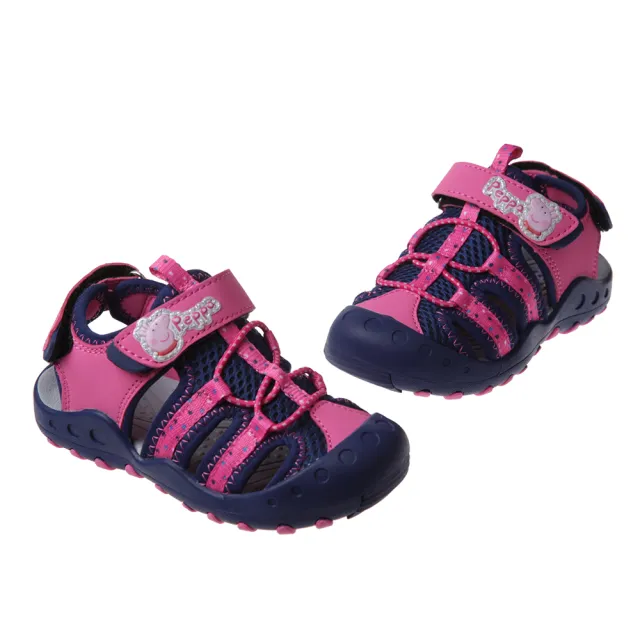 【布布童鞋】粉紅豬小妹佩佩豬桃色兒童透氣運動護趾涼鞋(A1D566H)