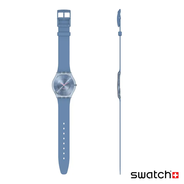 【SWATCH】SKIN超薄系列手錶DENIM BLUE牛仔藍 瑞士錶 錶(34mm)