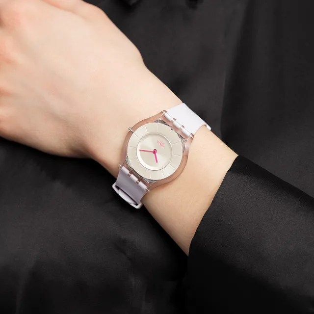 【SWATCH】SKIN超薄系列手錶CREAMY奶油白 瑞士錶 錶(34mm)