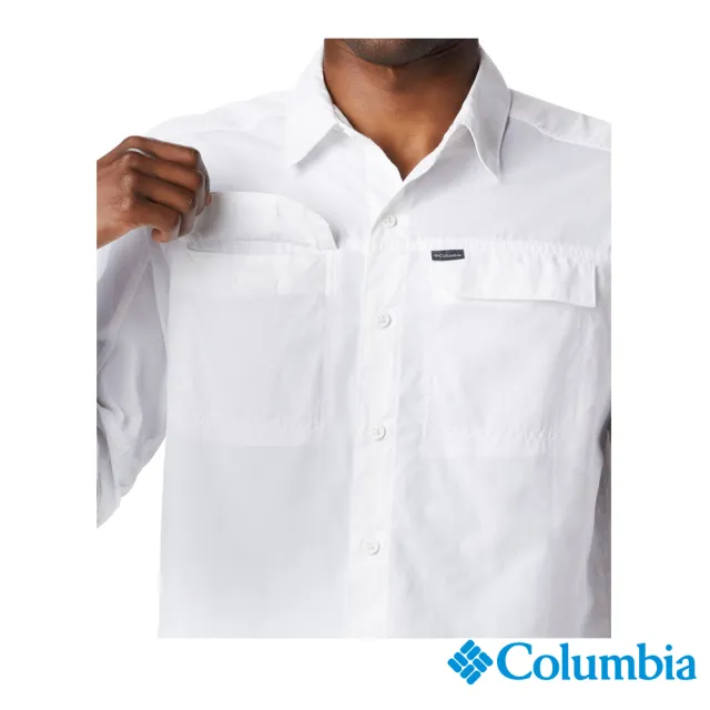 【Columbia 哥倫比亞 官方旗艦】男款-UPF50快排長袖襯衫-白色(UAE06510WT / 快排.防曬.休閒)