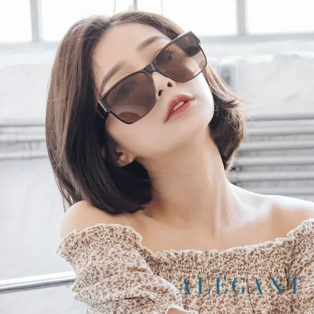【ALEGANT】潮流深桔棕方框可彎折鏡腳全罩式寶麗來偏光墨鏡(外掛式/包覆式/寶麗來墨鏡/車用眼鏡/彈性鏡腳)