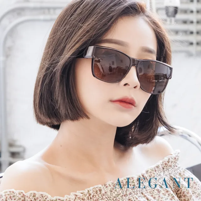 【ALEGANT】潮流深桔棕方框可彎折鏡腳全罩式寶麗來偏光墨鏡(外掛式/包覆式/寶麗來墨鏡/車用眼鏡/彈性鏡腳)