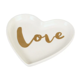【Rex LONDON】白瓷飾品盤 Love(小物收納盒 首飾收納盤 玄關收納盤 鑰匙盤)