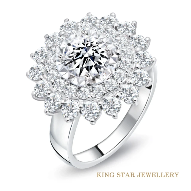 【King Star】一克拉 Dcolor PT950鉑金台 鑽石戒指 星光豪華(3 Excellent極優 八心八箭)