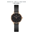 【Daniel Wellington】DW 手錶 Petite Ashfield 24mm經典黑麥穗式金屬編織錶-玫瑰金框(DW00100441)