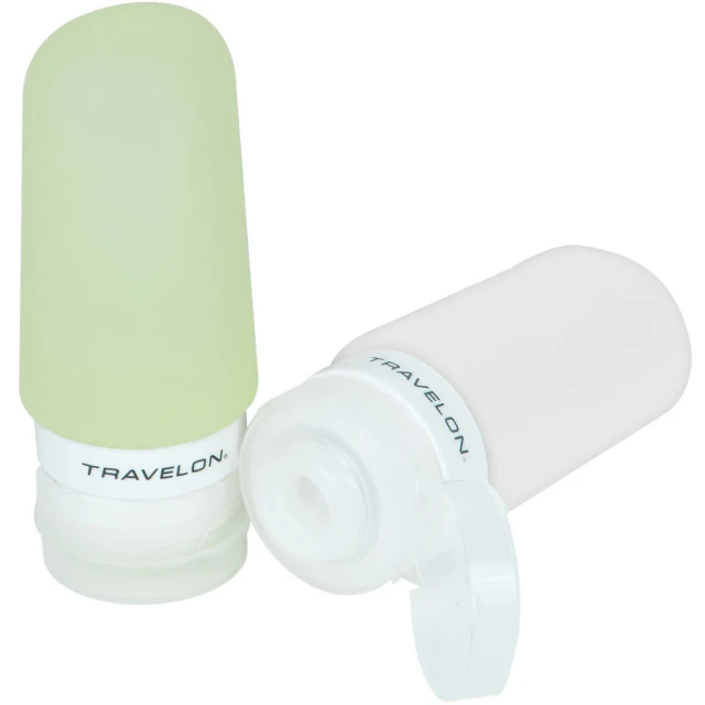 【Travelon】旅行分裝瓶 小綠白2入(沐浴乳 洗髮精 乳液瓶 保養品空瓶)