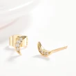 【Aphrodite 愛芙晶鑽】微鑲美鑽彎彎月牙造型耳環(黃金色)