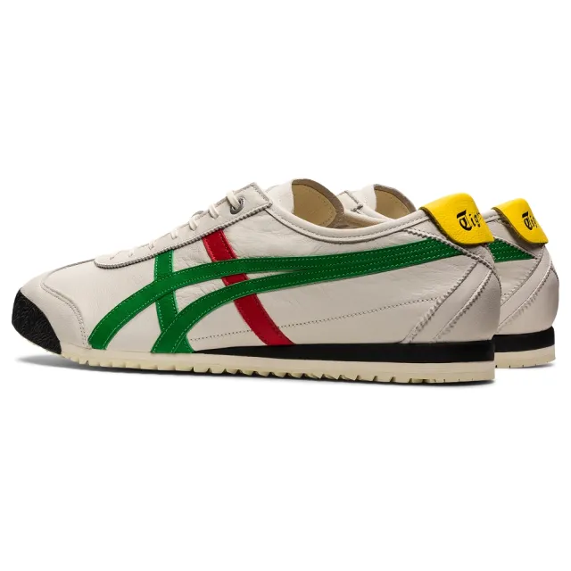 【Onitsuka Tiger】鬼塚虎 官方旗艦店 MEXICO 66 SD 休閒鞋 米色底綠紅邊(1183A872-100)