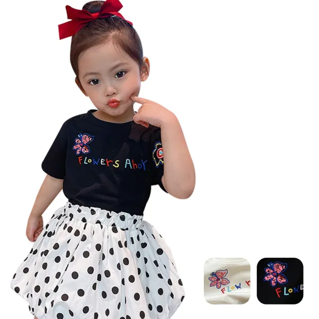 【Baby 童衣】女童短袖上衣 圓領刺繡寬鬆上衣 88701(共2色)