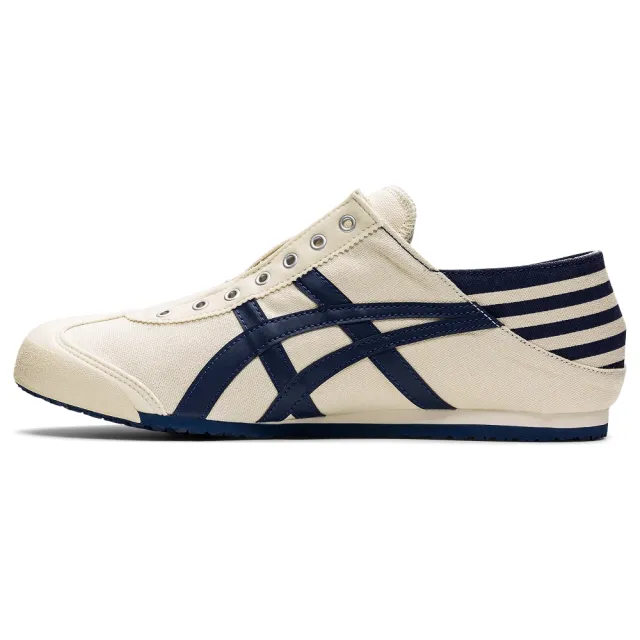 【Onitsuka Tiger】鬼塚虎 官方旗艦店 MEXICO 66 PARATY 休閒鞋/踩腳鞋/懶人鞋 白底藍邊(TH342N-0250)