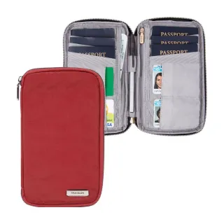 【Travelon】多功能旅遊護照包 玫瑰紅(RFID防盜 護照保護套 護照包 多功能收納包)