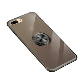 iPhone 7 Plus 手機殼TPU透明指環支架保護殼 透黑款(7Plus手機殼 8Plus手機殼)