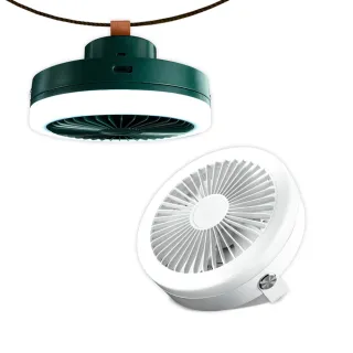 【aibo】USB充電 桌立吊掛2in1 LED照明露營吊扇(附遙控器)