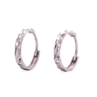 【法蝶珠寶】鑽石刻紋14K金圈圈耳環(內徑約1公分)
