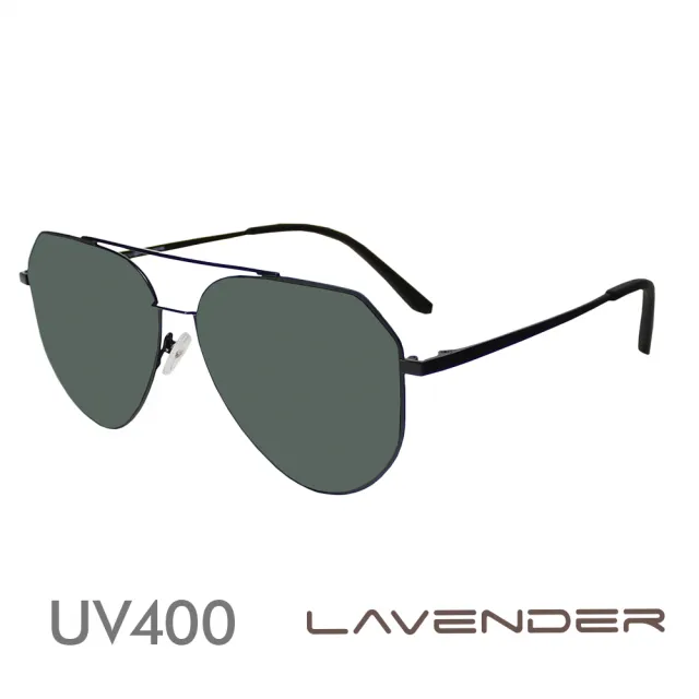 【Lavender】雙槓金屬不規則款-神秘黑P5123-C2(偏光太陽眼鏡)