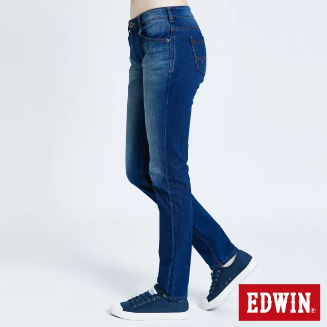 【EDWIN】女裝 JERSEYS 迦績EJ7棉錐形長褲(酵洗藍)