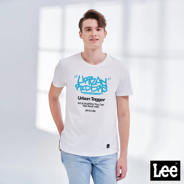 【Lee】出清品-男裝 短袖T恤 / 涼感 藝術文字 經典白 標準版型 / Urban Riders 系列(LL210148K14)
