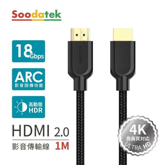 【Soodatek】4K 高畫質 HDMI影音訊號傳輸線(SHDA20-PV100BL)