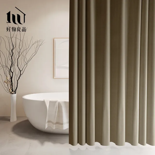 【好物良品】180x180cm_仿亞麻莫蘭迪色系防潑水防霉防潮加厚浴簾 窗簾 門簾 隔間簾 隔斷簾 更衣簾(附掛環)
