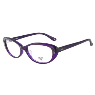 【ANNA SUI 安娜蘇】金屬時尚水鑽薔薇造型眼鏡-紫(AS622-705)