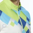 【Lynx Golf】男款吸濕排汗網眼材質漸層格紋設計山貓繡花長袖立領POLO衫/高爾夫球衫(綠色)
