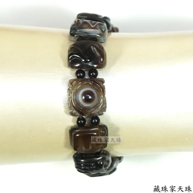 【藏珠家】精品小四方黃財神天眼天珠手鍊-5