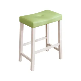 【BODEN】簡約吧檯椅/吧台椅/休閒高腳椅-洗白色+綠色布紋皮革(二入組合-DIY組裝)