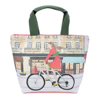 【Reiko Aoki】青木禮子Girlbike插畫彩繪磁釦手提托特包(小型/粉色)
