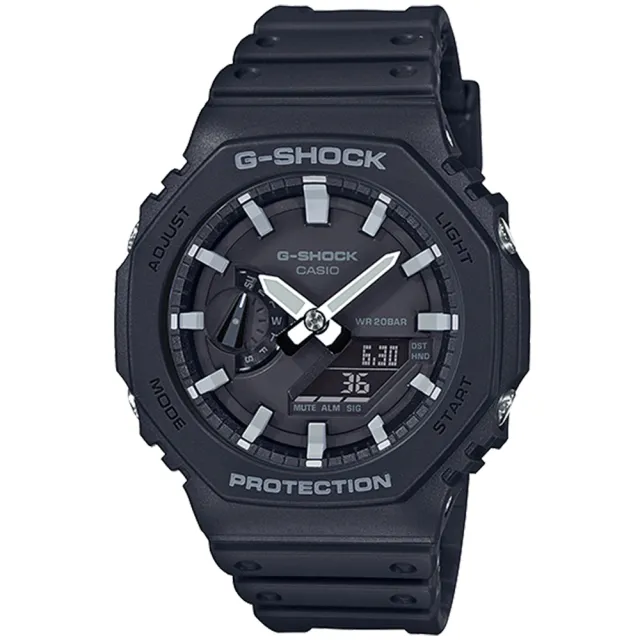 【CASIO 卡西歐】G-SHOCK 八角防護構造雙顯手錶  情人節 父親節 禮物(GA-2100-1A)