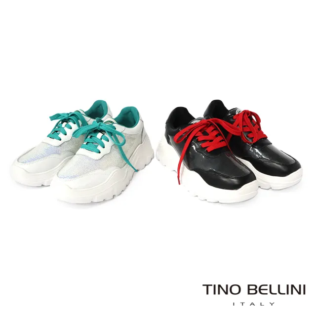 【TINO BELLINI 貝里尼】奢華運動風閃耀亮片厚底老爹休閒運動鞋LB0T0005(白)