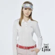 【Lynx Golf】女款吸濕排汗網眼材質滿版小愛心印花長袖POLO衫/高爾夫球衫(白色)