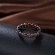 【Aphrodite 愛芙晶鑽】復古時尚紅鋯石串鍊造型戒指(銀黑色)
